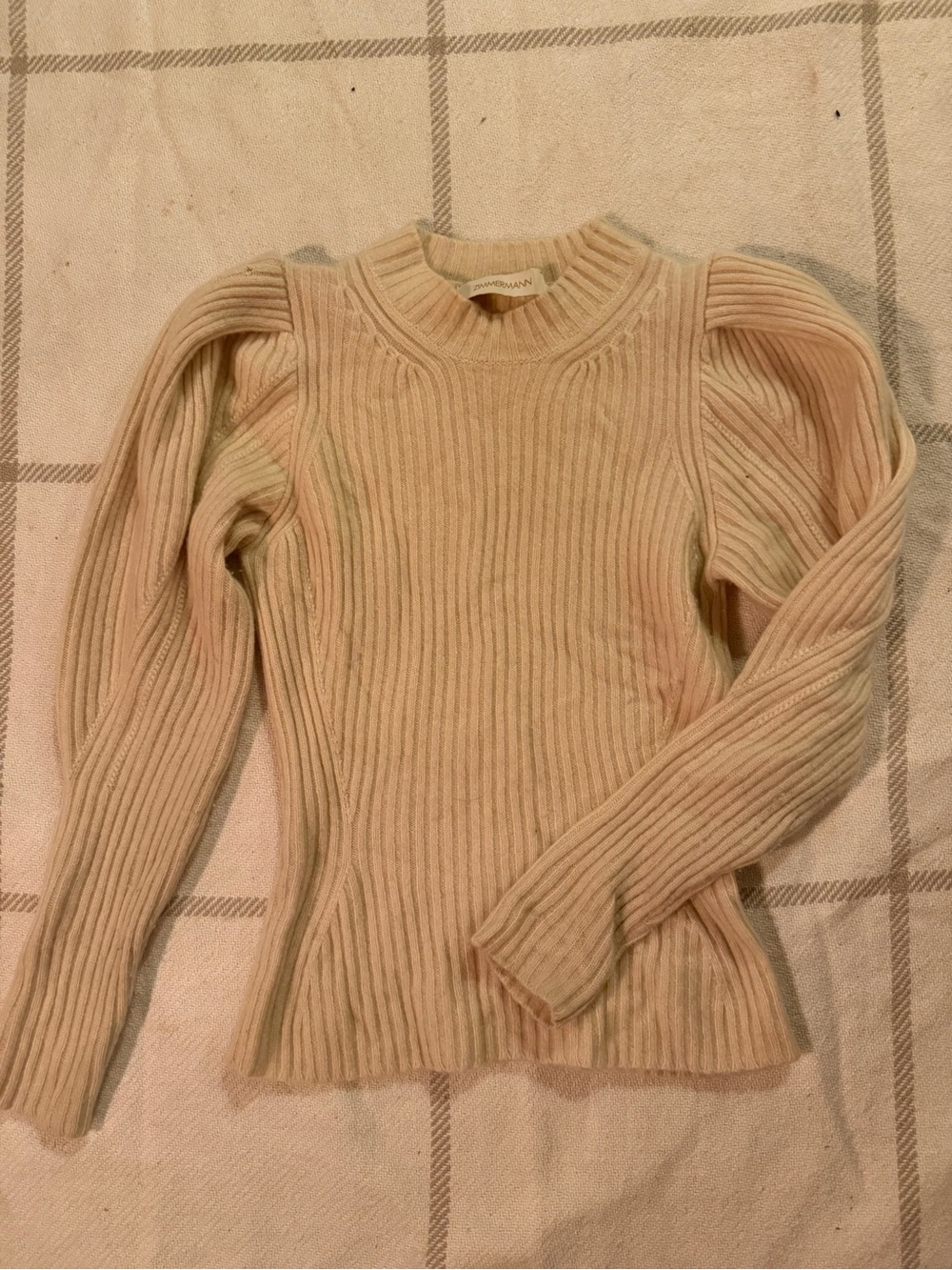 Zimmermann Cream Ribbed Turtleneck Sweater